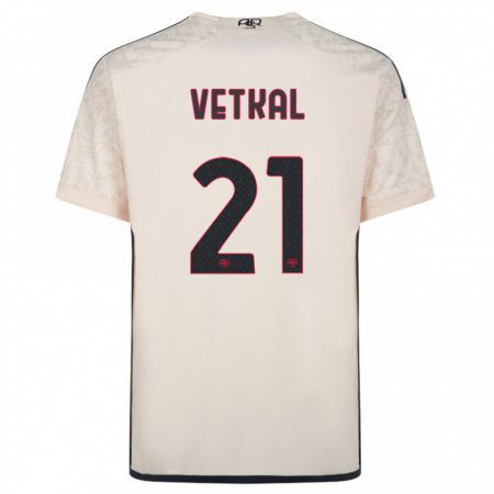 Kandiny Enfant Maillot Martin Vetkal #21 Blanc Cassé Tenues Extérieur 2023/24 T-Shirt