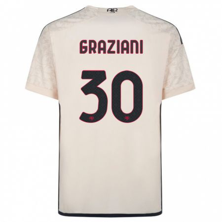Kandiny Enfant Maillot Leonardo Graziani #30 Blanc Cassé Tenues Extérieur 2023/24 T-Shirt