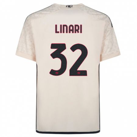Kandiny Enfant Maillot Elena Linari #32 Blanc Cassé Tenues Extérieur 2023/24 T-Shirt