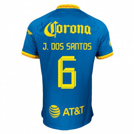 Kandiny Enfant Maillot Jonathan Dos Santos #6 Bleu Tenues Extérieur 2023/24 T-Shirt