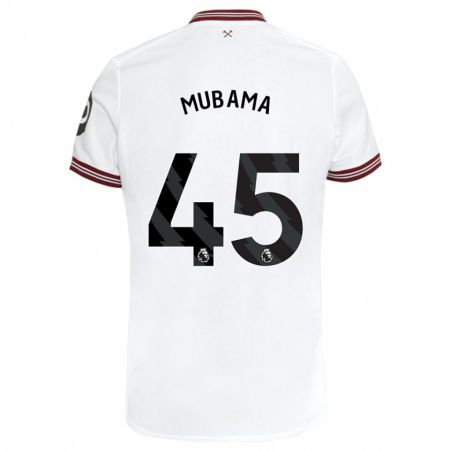 Kandiny Homme Maillot Divin Mubama #45 Blanc Tenues Extérieur 2023/24 T-Shirt