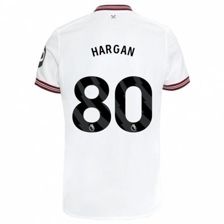 Kandiny Homme Maillot Riley Hargan #80 Blanc Tenues Extérieur 2023/24 T-Shirt