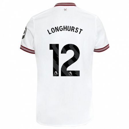 Kandiny Homme Maillot Kate Longhurst #12 Blanc Tenues Extérieur 2023/24 T-Shirt