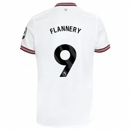 Kandiny Homme Maillot Keira Flannery #9 Blanc Tenues Extérieur 2023/24 T-Shirt