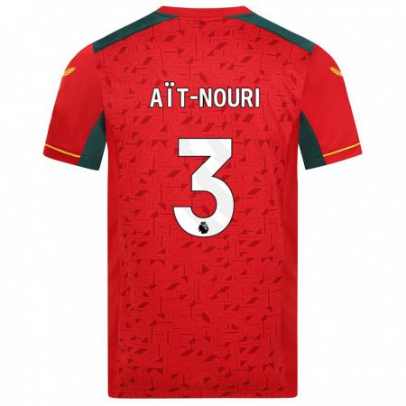 Kandiny Homme Maillot Rayan Aït-Nouri #3 Rouge Tenues Extérieur 2023/24 T-Shirt