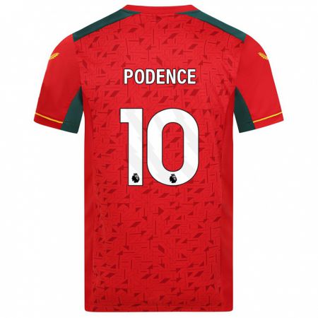 Kandiny Homme Maillot Daniel Podence #10 Rouge Tenues Extérieur 2023/24 T-Shirt