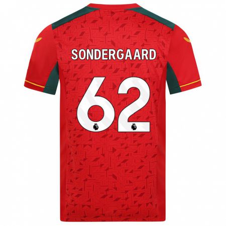 Kandiny Homme Maillot Andreas Sondergaard #62 Rouge Tenues Extérieur 2023/24 T-Shirt