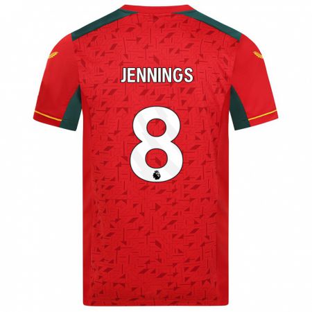 Kandiny Homme Maillot Shannie Jennings #8 Rouge Tenues Extérieur 2023/24 T-Shirt