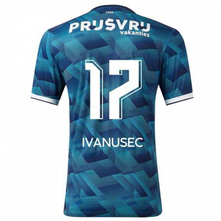 Kandiny Homme Maillot Luka Ivanusec #17 Bleu Tenues Extérieur 2023/24 T-Shirt