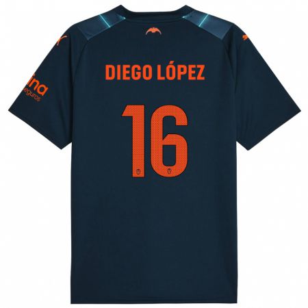 Kandiny Homme Maillot Diego López #16 Bleu Marin Tenues Extérieur 2023/24 T-Shirt
