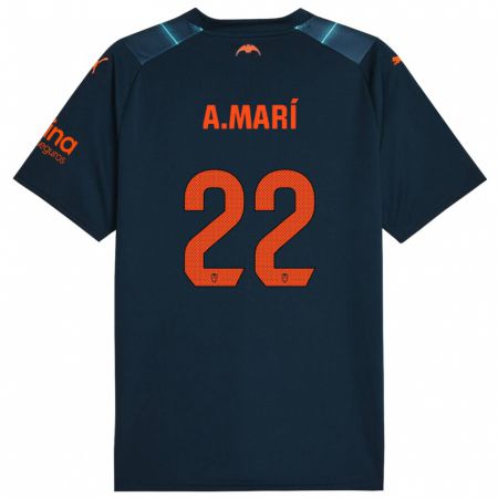Kandiny Homme Maillot Alberto Marí #22 Bleu Marin Tenues Extérieur 2023/24 T-Shirt