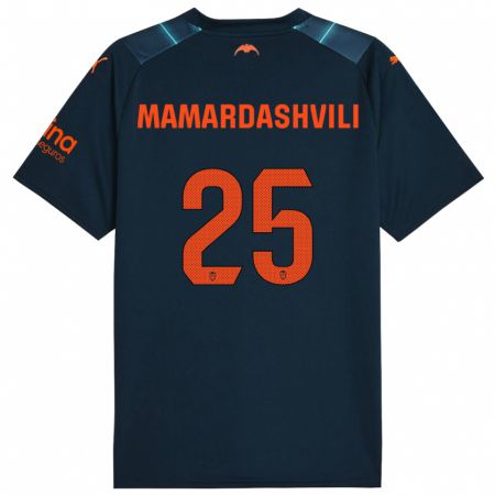 Kandiny Homme Maillot Giorgi Mamardashvili #25 Bleu Marin Tenues Extérieur 2023/24 T-Shirt