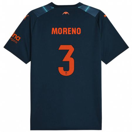 Kandiny Homme Maillot Diego Moreno #3 Bleu Marin Tenues Extérieur 2023/24 T-Shirt