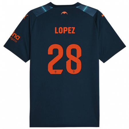 Kandiny Homme Maillot Saray Lopez #28 Bleu Marin Tenues Extérieur 2023/24 T-Shirt
