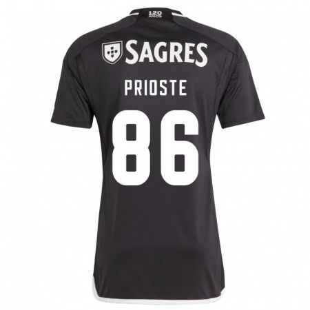 Kandiny Homme Maillot Diogo Prioste #86 Noir Tenues Extérieur 2023/24 T-Shirt