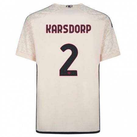 Kandiny Homme Maillot Rick Karsdorp #2 Blanc Cassé Tenues Extérieur 2023/24 T-Shirt