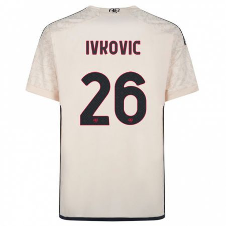 Kandiny Homme Maillot Mate Ivkovic #26 Blanc Cassé Tenues Extérieur 2023/24 T-Shirt