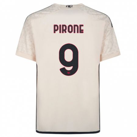 Kandiny Homme Maillot Valeria Pirone #9 Blanc Cassé Tenues Extérieur 2023/24 T-Shirt