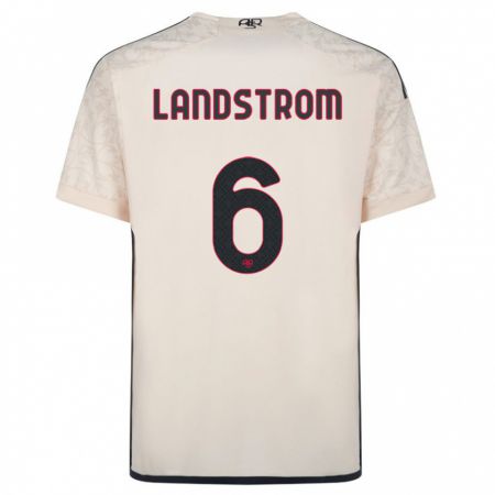 Kandiny Homme Maillot Elin Landstrom #6 Blanc Cassé Tenues Extérieur 2023/24 T-Shirt