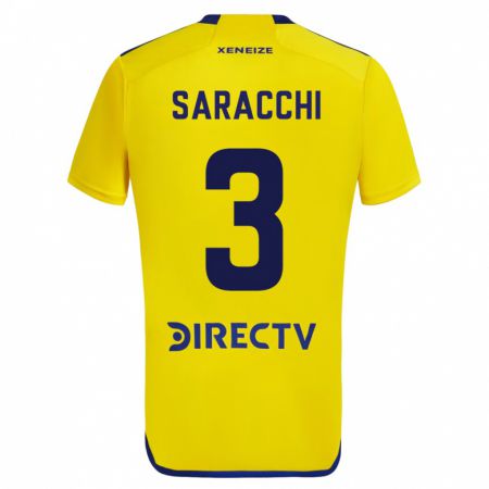 Kandiny Homme Maillot Marcelo Saracchi #3 Jaune Tenues Extérieur 2023/24 T-Shirt