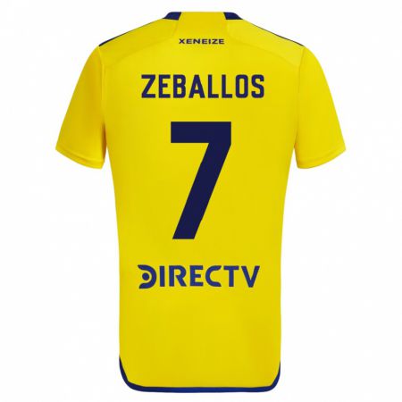 Kandiny Homme Maillot Exequiel Zeballos #7 Jaune Tenues Extérieur 2023/24 T-Shirt