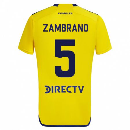 Kandiny Homme Maillot Carlos Zambrano #5 Jaune Tenues Extérieur 2023/24 T-Shirt