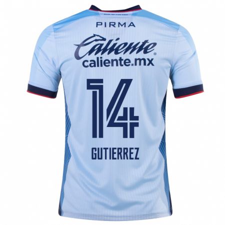 Kandiny Homme Maillot Alexis Gutiérrez #14 Bleu Ciel Tenues Extérieur 2023/24 T-Shirt