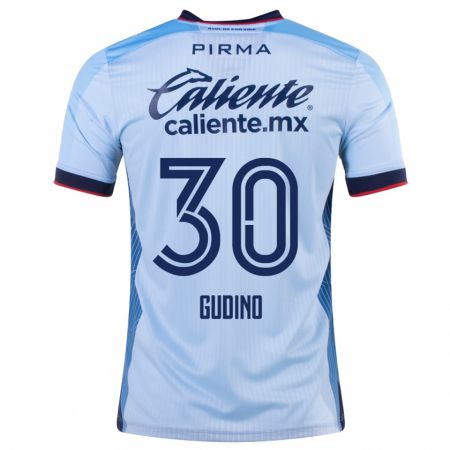 Kandiny Homme Maillot Andrés Gudiño #30 Bleu Ciel Tenues Extérieur 2023/24 T-Shirt