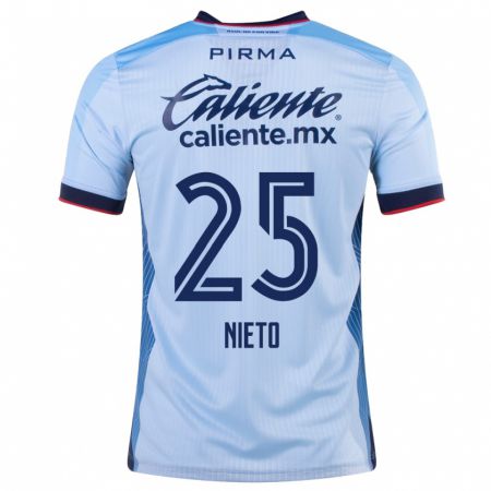 Kandiny Homme Maillot Natsidieli Nieto #25 Bleu Ciel Tenues Extérieur 2023/24 T-Shirt