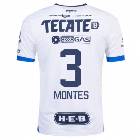 Kandiny Homme Maillot Cesar Montes #3 Blanc Tenues Extérieur 2023/24 T-Shirt
