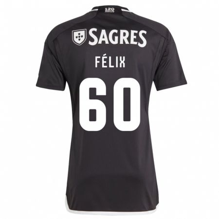 Kandiny Femme Maillot Nuno Félix #60 Noir Tenues Extérieur 2023/24 T-Shirt