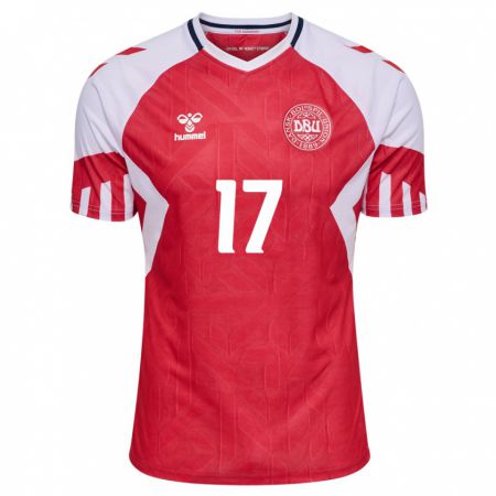 Kandiny Enfant Maillot Danemark Jens Stryger Larsen #17 Rouge Tenues Domicile 24-26 T-Shirt
