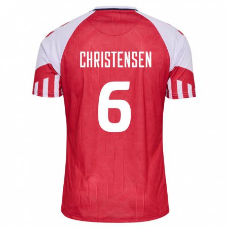 Kandiny Enfant Maillot Danemark Andreas Christensen #6 Rouge Tenues Domicile 24-26 T-Shirt