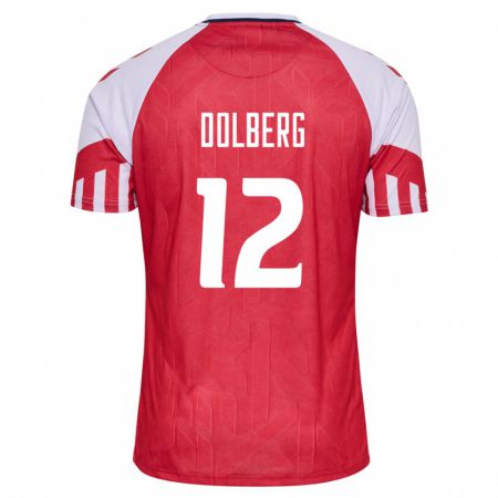 Kandiny Enfant Maillot Danemark Kasper Dolberg #12 Rouge Tenues Domicile 24-26 T-Shirt