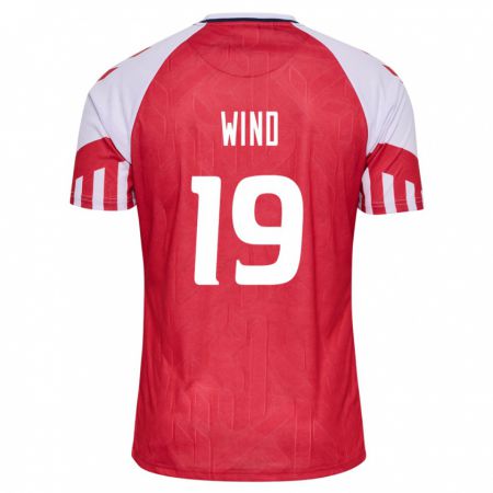 Kandiny Enfant Maillot Danemark Jonas Wind #19 Rouge Tenues Domicile 24-26 T-Shirt