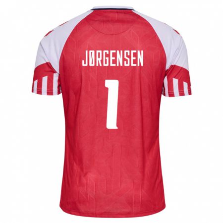 Kandiny Enfant Maillot Danemark Filip Jørgensen #1 Rouge Tenues Domicile 24-26 T-Shirt