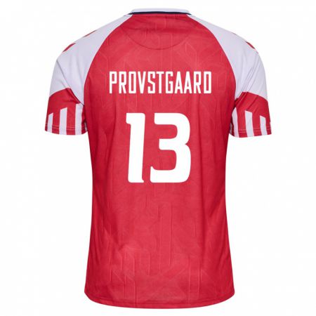 Kandiny Enfant Maillot Danemark Oliver Provstgaard #13 Rouge Tenues Domicile 24-26 T-Shirt