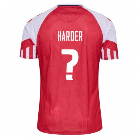 Kandiny Enfant Maillot Danemark Conrad Harder #0 Rouge Tenues Domicile 24-26 T-Shirt