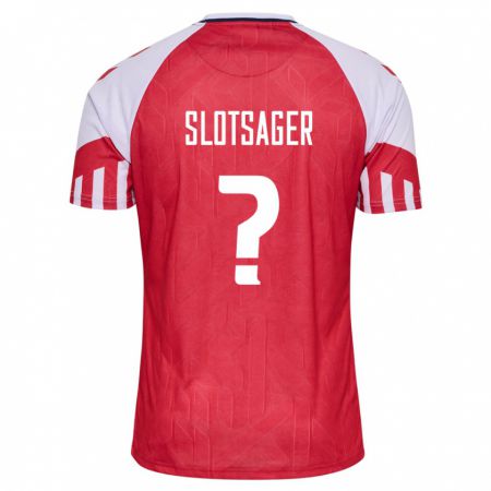 Kandiny Enfant Maillot Danemark Tobias Slotsager #0 Rouge Tenues Domicile 24-26 T-Shirt