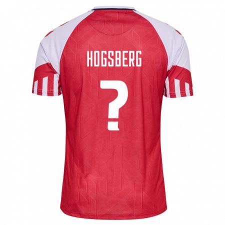 Kandiny Enfant Maillot Danemark Lucas Högsberg #0 Rouge Tenues Domicile 24-26 T-Shirt