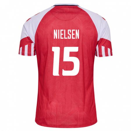 Kandiny Enfant Maillot Danemark Villads Nielsen #15 Rouge Tenues Domicile 24-26 T-Shirt