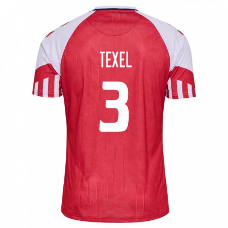 Kandiny Enfant Maillot Danemark Pontus Texel #3 Rouge Tenues Domicile 24-26 T-Shirt