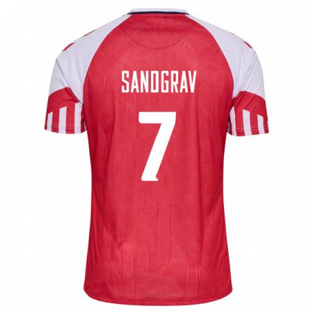 Kandiny Enfant Maillot Danemark Lauge Sandgrav #7 Rouge Tenues Domicile 24-26 T-Shirt