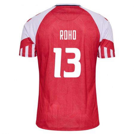 Kandiny Enfant Maillot Danemark Emil Rohd #13 Rouge Tenues Domicile 24-26 T-Shirt
