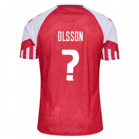 Kandiny Enfant Maillot Danemark Cornelius Olsson #0 Rouge Tenues Domicile 24-26 T-Shirt