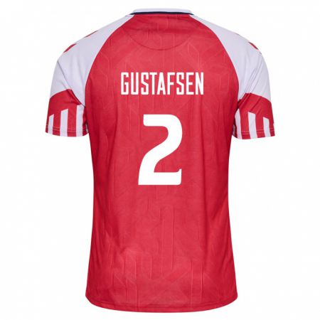 Kandiny Enfant Maillot Danemark Victor Gustafsen #2 Rouge Tenues Domicile 24-26 T-Shirt