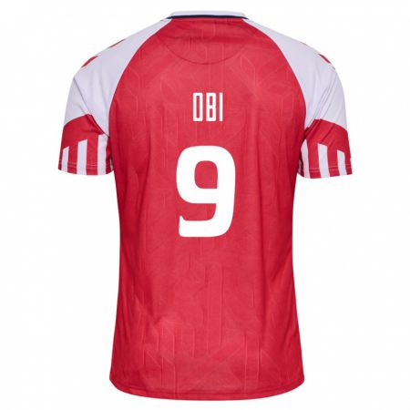 Kandiny Enfant Maillot Danemark Chido Obi #9 Rouge Tenues Domicile 24-26 T-Shirt