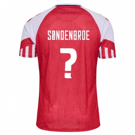 Kandiny Enfant Maillot Danemark Andreas Søndenbroe #0 Rouge Tenues Domicile 24-26 T-Shirt