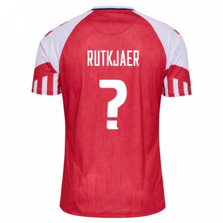 Kandiny Enfant Maillot Danemark Villads Rutkjaer #0 Rouge Tenues Domicile 24-26 T-Shirt