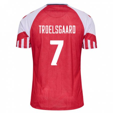 Kandiny Enfant Maillot Danemark Sanne Troelsgaard #7 Rouge Tenues Domicile 24-26 T-Shirt